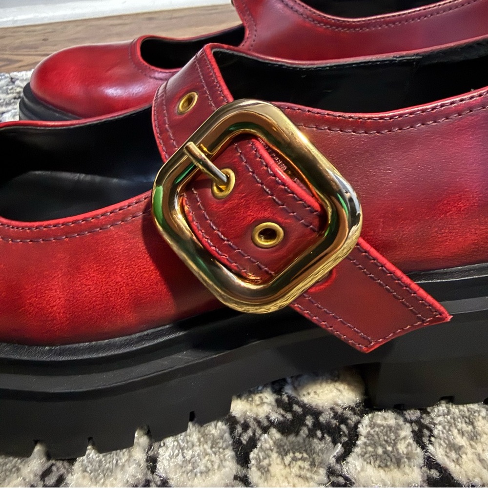 Steve Madden Lyndon Leather Mary Jane Loafers | size 7.5 | Burgundy - Picture 8 of 8